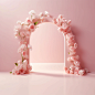 A clean pink background, complete arches, many light roses, the overall color is light pink, fresh, photography, maximum resolution, maximum perfectionism, realistic composition, professional photography, skilled technology, the best quality, perfect resu