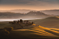 fog hills Italy Magic light mist Paintings Tuscany