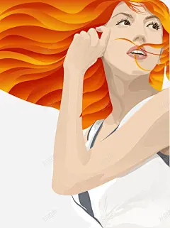 手绘长发美女高清素材 页面网页 平面电商 创意素材 png素材