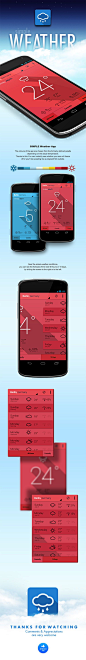 SiMPLE Weather App for Android *** "...the colours of the app are chosen from the formerly defined palette depending on the actual temperature. Thanks to this You can instantly see whether your ass will freeze off or you'll be sweating like a pregnan