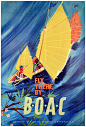 Original Vintage Travel Poster Fly There By BOAC Airline Far East Asia Junk Boat
1950s