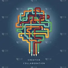 平面设计插画创意协作概念