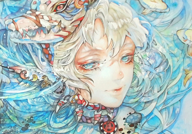 。-食蝉_水彩,手绘_涂鸦王国插画