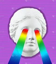 带有古代维纳斯半身像的现代概念艺术海报。当代艺术的拼贴画。