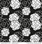 Seamless pattern or white camellia flowers on a black background