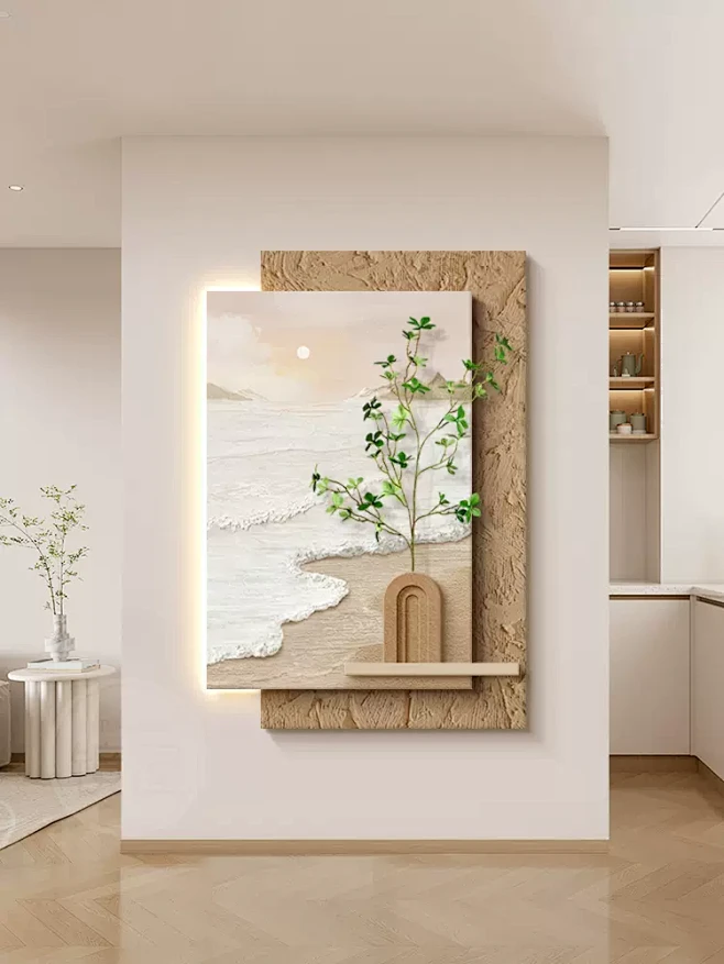 立体砂岩画奶油风客厅沙发背景墙装饰画海浪肌理走廊过道玄关挂画-tmall.com天猫-花瓣网