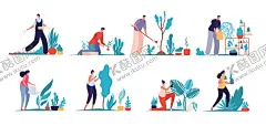 扁平风植树节种植插画 【酷图网】扁平风植树节,植树节插画,种植插画,扁平风插画,卡通插画,手绘插画,插画设计,矢量元素,元素设计