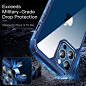 Amazon.com: CASEKOO Defender diseñado para iPhone 12 Pro Max, [protección contra caídas de grado militar], funda protectora transparente a prueba de golpes para teléfono móvil delgada cubierta 5G 6.7 pulgadas 2020-Pacific Blue