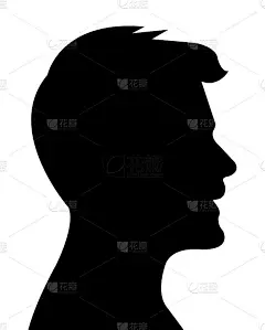 一个年轻人头部剪影向量