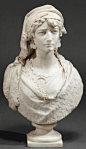 Marble Sculpture ~ By Luigi Pagani (1893-1905) ~ Finely detaild  "Bust of Gypsy" ~ ORIGIN italy ~ Circa 1859-1905