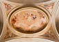 Rome - The symbolic fresco of angels with the flowers stock photo