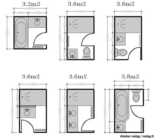 6款卫生间布局设计尺寸图。