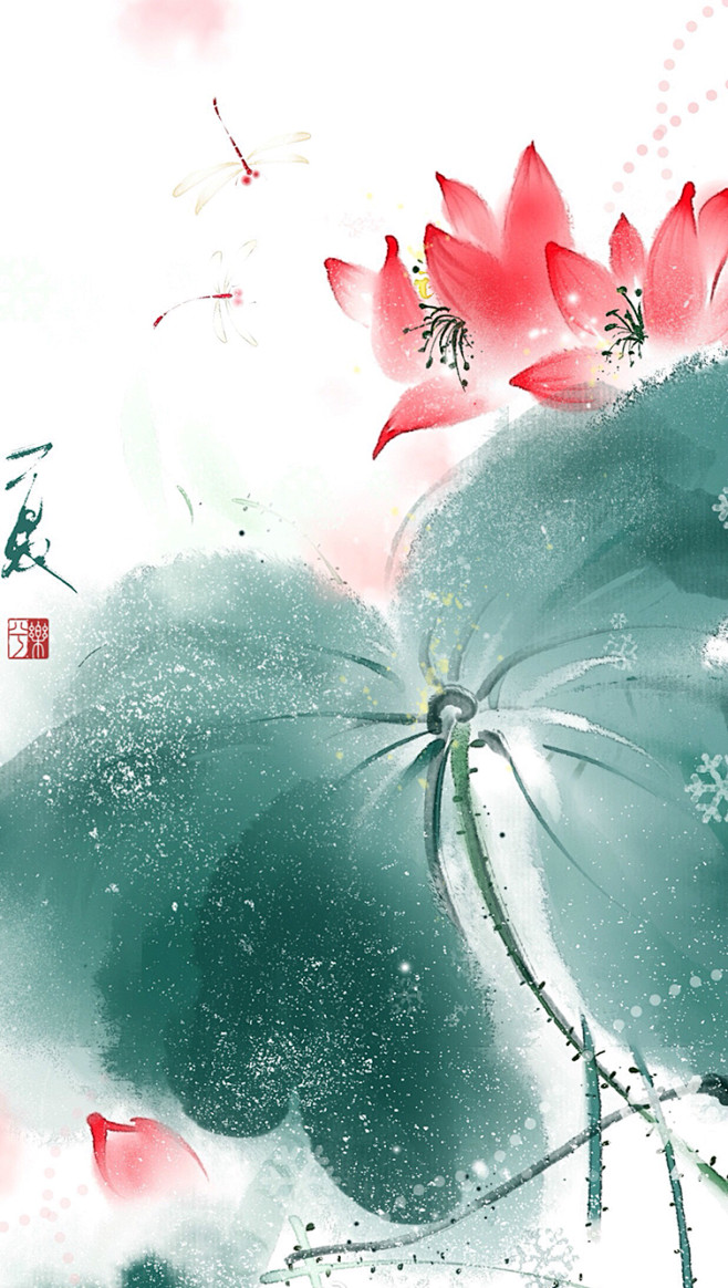 古风手绘插画  水彩画