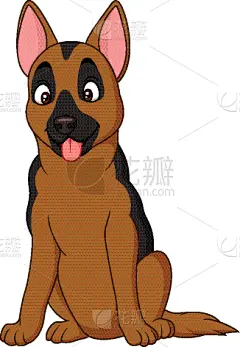 分离着色,白色,卡通,动物背脊,牧羊犬,德国,可爱的,纯种犬,德国牧羊犬,坐