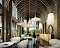 Hotel Wuxi Shanghai China : Inspiration for the Wuxi Hotel was neogothic, the main theme of the Visionnaire concept from the start. The pivotal feature is the lobby - the image evoked is that of the nave of a gothic cathedral. A series of bronzed steel pi