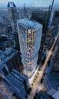 Zaha Hadid Architects unveils new visuals for "stacked vases" hotel tower : Zaha Hadid Architects has revealed new visuals of its proposed 185-metre tower in Melbourne, which will comprise stacked blocks with white filigree facades