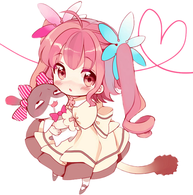 粉色可爱q版头像底图二猫呐收集侵删免抠