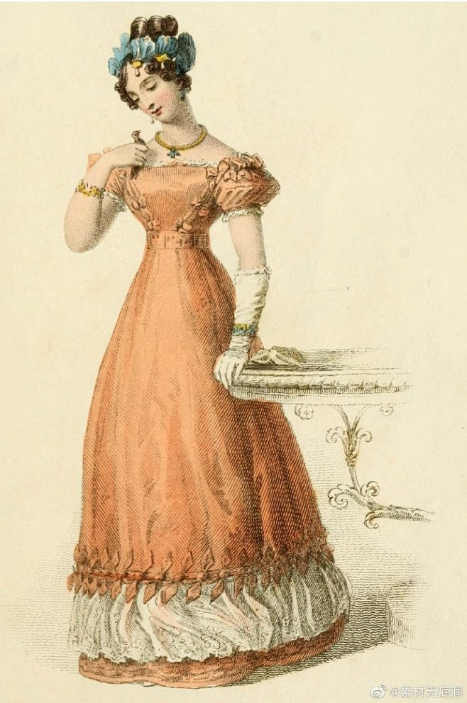 18世纪晚期，19世纪早期西方古典女式服...