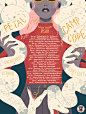 Petal & Camp Cope 2018 USA Tour Poster : Tour poster designed, lettered, and typeset for Petal and Camp Cope's joint 2018 USA tour, created for Run For Cover Records. Feminine empowerment is a reoccuring theme in the music, so I built the poster aroun
