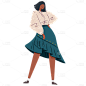 扁平-时尚模特女性人物插画13