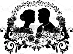 婚礼,数字9,华丽的,丈夫,无尾礼服,请柬,浪漫,剪影,问候,爱