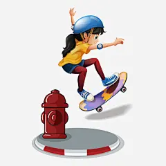 玩滑板的活力女学生矢量_新图网 https://ixintu.com 滑板 人物 青春 运动健身 体育项目 插画 矢量 卡通人物 青春活力的学生