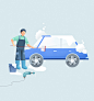 清洗汽车 美容保养 汽车修理 汽车插图插画设计PSD tid249a0102