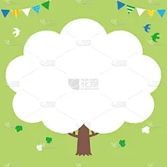 生态手绘画框的一棵树