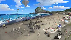 海边沙滩动漫大杂烩4k壁纸