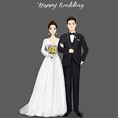 梦的共和国定制婚礼插画手绘卡通人物请柬设计漫画结婚生日礼物-淘宝网