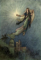 enchantingimagery:

She took up the jewel in her hand, left the palace, and successfully reached the upper world.
A Warwick Goble illustration for Folk-Tales of Bengal.
