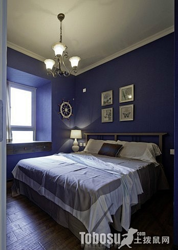 蓝色的卧室日式风格装修图片