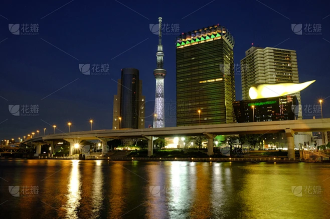 river sumida,东京,夜晚,城市天际线,日本,东京天空树,水,天空,早晨,夏天素材-花瓣网