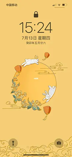 掐丝珐琅｜中秋国风祥云桂花兔子装饰画壁纸