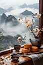 中式糕点中秋节美食月饼摄影照片