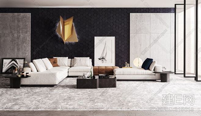 意大利 minotti 现代沙发组合3d...