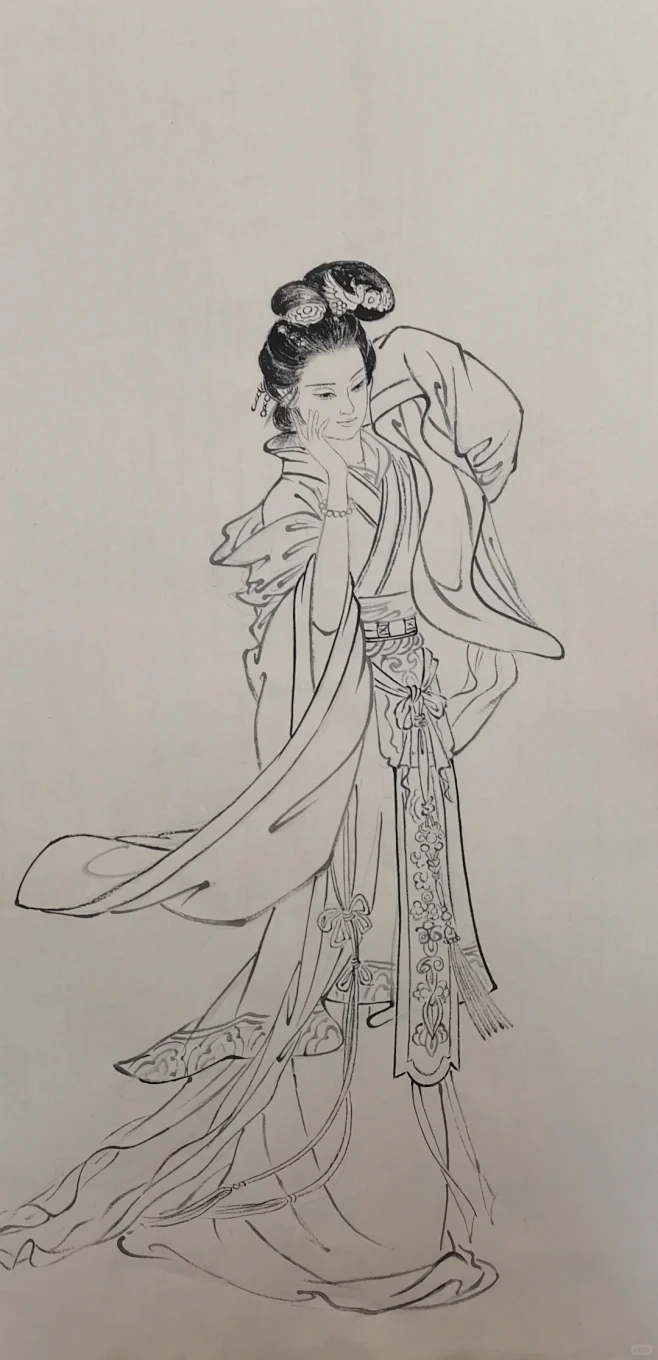 #白描人物 #仕女图 - 小红书-花瓣网