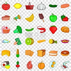 购物中心,漫画,计算机图标,蔬菜,篮子,冰箱,面包,食品,西兰花,油炸