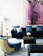 I love the use of the sapphire blue with the purple, I want to use these colors together in a room.