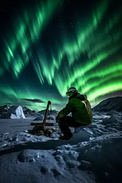 壮观的极光自然夜空