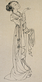 蔡岚工笔画仕女线稿