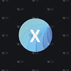 清水圆图标波浪符号X字母矢量设计