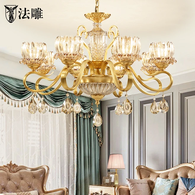 法雕全铜欧式吊灯奢华大气家用客厅灯水晶灯温馨简约美式餐厅灯具-tmall.com天猫-花瓣网