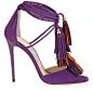 JC 2016  Boho Purple Mix Suede Sandals with Suede Tassels