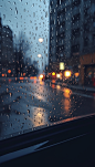 雨景窗子窗外玻璃水珠24节气雨水摄影图