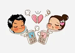 生气的情侣png免抠素材_新图网 https://ixintu.com 卡通 水彩 生气 情侣 爱心 心碎 手机 男生 女生