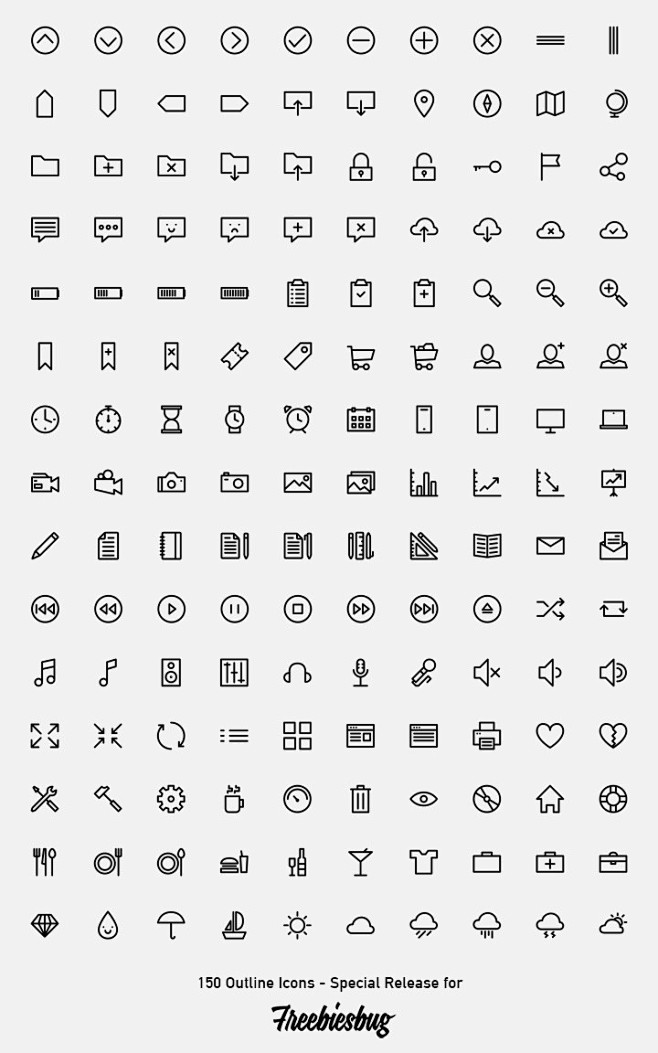 150 outlined icons –...