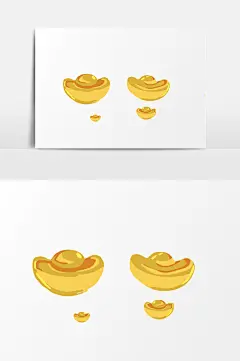 手绘金元宝插画元素