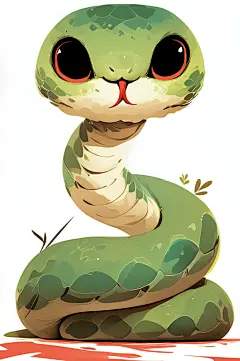AI数字艺术蛇年可爱小青蛇插画
