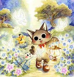日本插画师うかいしろう 一组可爱的水彩猫咪插画
（作者推ID：ciro_ukai） ​​​​